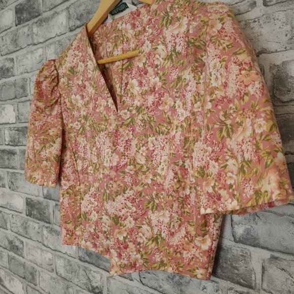 Vintage Laura Ashley Dress & Jacket Size 10 12 Floral Pink Cotton STUNNING - Picture 7 of 16